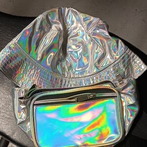 Holographic Silver Crossbody Waist Bag - Iridescent Fanny Pack
